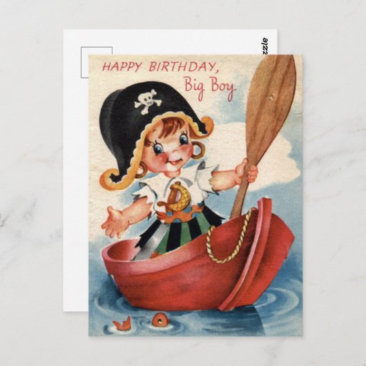 ヴィンテージ誕生日はがき ポストカード (正面/裏面)