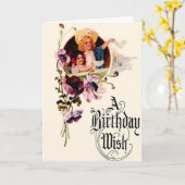ヴィンテージ誕生日ウィッシュカード カード (黄色い花)