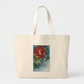 ヴィンテージ誕生日ウィッシュバラと鳥 ラージトートバッグ (正面)