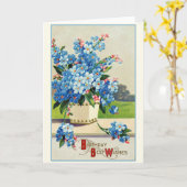 ヴィンテージ誕生日ウィッシュレトロフローラ カード (黄色い花)