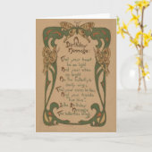 ヴィンテージ誕生日カード – アールヌーボー カード (黄色い花)