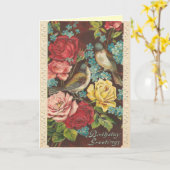 ヴィンテージ誕生日カード カード (黄色い花)