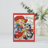 ヴィンテージ誕生日ガールポストカード ポストカード (スタンド正面)