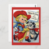 ヴィンテージ誕生日ガールポストカード ポストカード (正面/裏面)