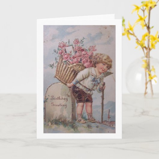 ヴィンテージ誕生日グリーティングカード カード (黄色い花)