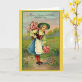 ヴィンテージ誕生日グリーティングカード カード (黄色い花)