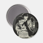 ヴィンテージ誕生日ケーキパパパーティー マグネット (正面/裏面)