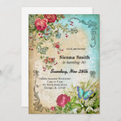 ヴィンテージ誕生日スタイル 招待状 (正面/裏面)