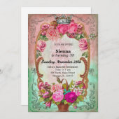 ヴィンテージ誕生日スタイル 招待状 (正面/裏面)