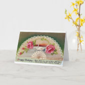 ヴィンテージ誕生日スワンポストカード 姉から送られた カード (黄色い花)