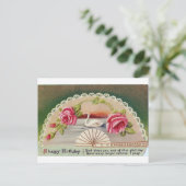 ヴィンテージ誕生日スワンポストカード 姉から送られた ポストカード (スタンド正面)