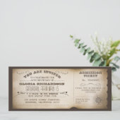 ヴィンテージ誕生日チケットタイポグラフィデザイン 招待状 (スタンド正面)