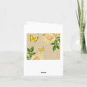 ヴィンテージ誕生日ノートカード(バラと鳥) カード (裏面)