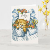 ヴィンテージ誕生日パピーグリーティングカード カード (黄色い花)