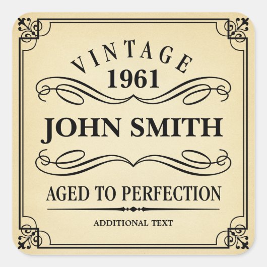 ヴィンテージ誕生日パーティーのお願い スクエアシール (正面)