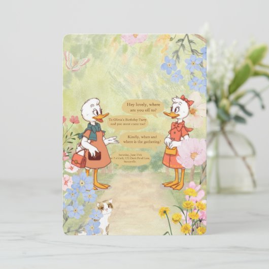 ヴィンテージ誕生日パーティーの招待状 招待状 (スタンド正面)