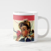 ヴィンテージ誕生日パーティー、ノイズメーカーを持つ女の子 ジャンボコーヒーマグカップ (右)