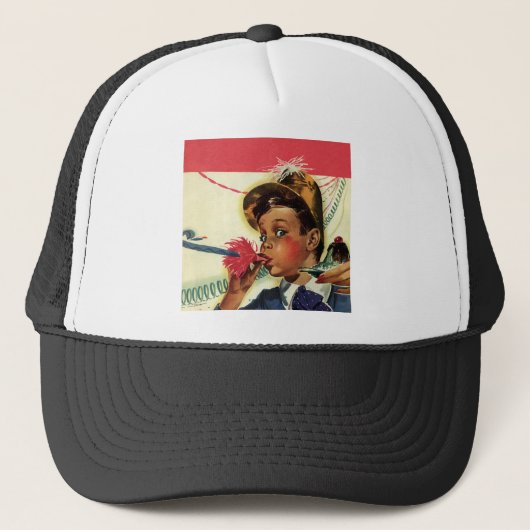 ヴィンテージ誕生日パーティー、ノイズメーカー付き女の子 キャップ (正面)