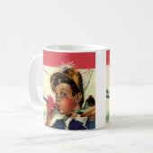 ヴィンテージ誕生日パーティー、ノイズメーカー付き女の子 コーヒーマグカップ (正面左)