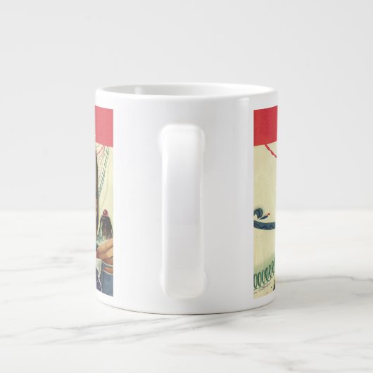 ヴィンテージ誕生日パーティー、ノイズメーカー付き女の子 ジャンボコーヒーマグカップ (裏面)