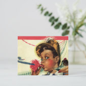 ヴィンテージ誕生日パーティー、ノイズメーカー付き女の子 招待状 (スタンド正面)