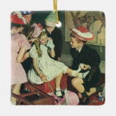 ヴィンテージ誕生日パーティー、ロバに尾をピン留めする セラミックオーナメント (正面)