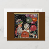 ヴィンテージ誕生日パーティー,風船とおもちゃ ポストカード (正面/裏面)