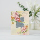 ヴィンテージ誕生日ピンクローズ ポストカード (スタンド正面)