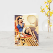 ヴィンテージ誕生日ピンナップ カード (黄色い花)