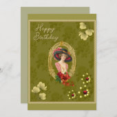 ヴィンテージ誕生日フラットカード (正面/裏面)