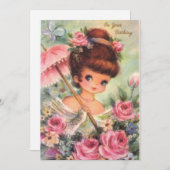 ヴィンテージ誕生日フラワーガール シーズンカード (正面/裏面)
