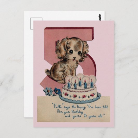 ヴィンテージ誕生日ポストカード ポストカード (正面/裏面)