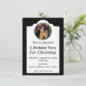 ヴィンテージ誕生日レディーピックピンクのさくらんぼの花 招待状 (スタンド正面)