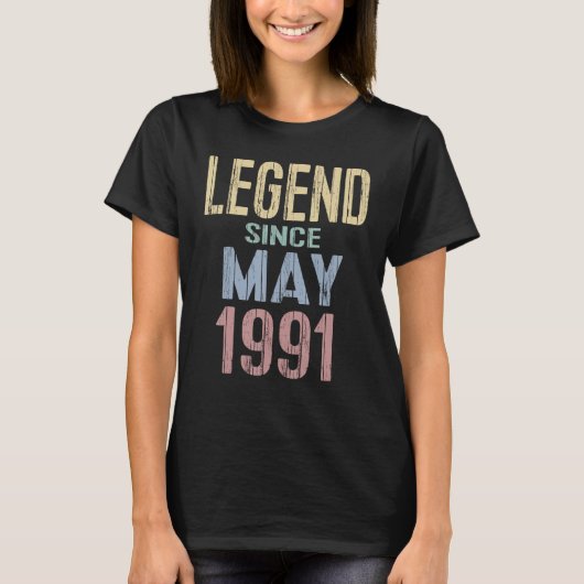 ヴィンテージ誕生日伝説1991年5月以来 Tシャツ (正面)