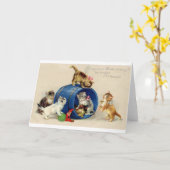 ヴィンテージ誕生日子猫誕生日グリーティングカード カード (黄色い花)