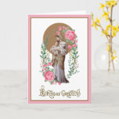 ヴィンテージ誕生日宗教的ヴァージンメアリーフローラカード カード (黄色い花)