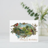 ヴィンテージ誕生日忘れロビン類 ポストカード (スタンド正面)