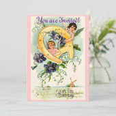 ヴィンテージ誕生日招待状 招待状 (スタンド正面)