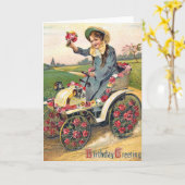 ヴィンテージ誕生日挨拶 カード (黄色い花)