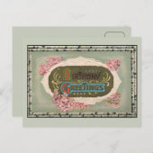 ヴィンテージ誕生日挨拶 ポストカード (正面/裏面)