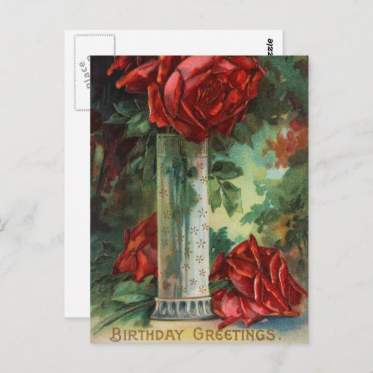 ヴィンテージ誕生日挨拶 ポストカード (正面/裏面)