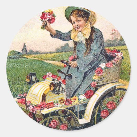 ヴィンテージ誕生日挨拶 ラウンドシール (正面)