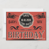 ヴィンテージ誕生日日付の保存 マグネット招待状 (正面)