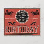 ヴィンテージ誕生日日付の保存 案内ポストカード (正面)