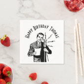 ヴィンテージ誕生日無線アナウンサー スタンダードカクテルナプキン (インサイチュ)