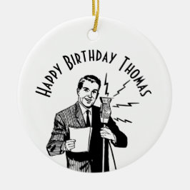 ヴィンテージ誕生日無線アナウンサー セラミックオーナメント