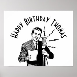 ヴィンテージ誕生日無線アナウンサー ポスター