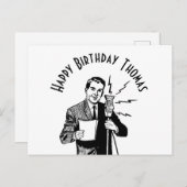 ヴィンテージ誕生日無線アナウンサー ポストカード (正面/裏面)