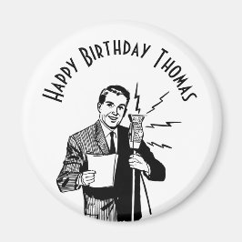 ヴィンテージ誕生日無線アナウンサー マグネット