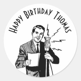 ヴィンテージ誕生日無線アナウンサー ラウンドシール